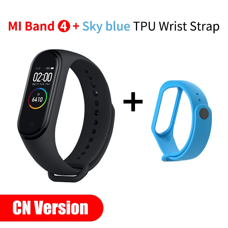 Xiaomi mi Band 4 2.5D 0,95 'AMOLED Смарт mi band 4 браслет пульсометр фитнес 135 мАч цветной экран Bluetooth 5 Новинка - Цвет: Небесно-голубой