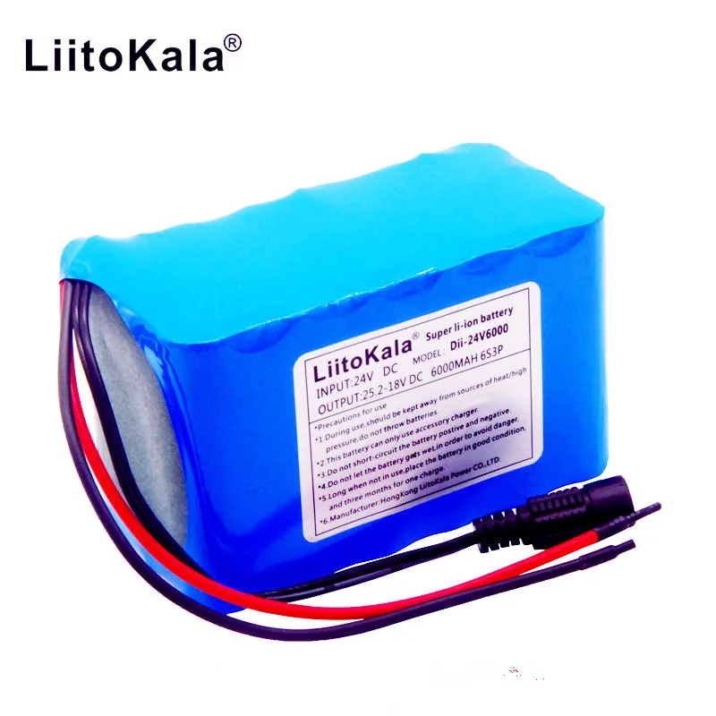 HK 6S3P LiitoKala 24V 6Ah батарея 25,2 V 18650 6000 mAh аккумуляторная батарея для gps-навигатора/тележки для гольфа/электрической Bic