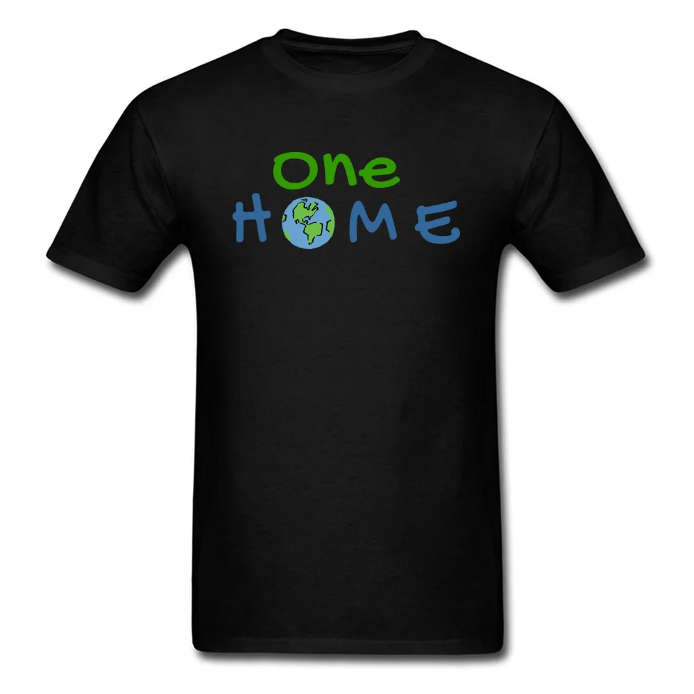 One Home Environmental Message Men Funny Tops Shirts Crewneck Thanksgiving Day Pure Cotton T Shirt Family Short Sleeve T Shirt One Home Environmental Message black