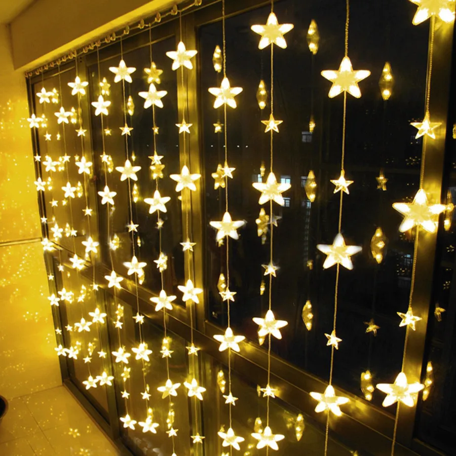 

Thrisdar 3.5M 252Leds Full Sky Star Curtain Icice LED String Light 8 Mode Romantic Star Window Wedding Party Christmas Garland