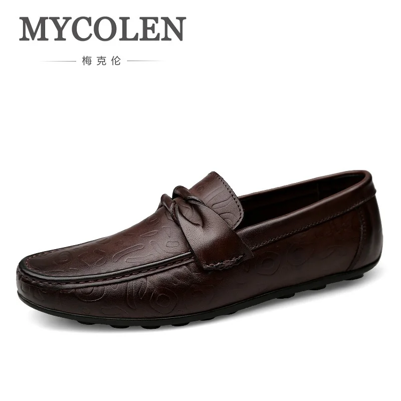 

MYCOLEN New Fashion High Quality Genuine Leather Loafers Comfortable Round Toe Flats Shoes For Men Zapatos Hombre Vestir