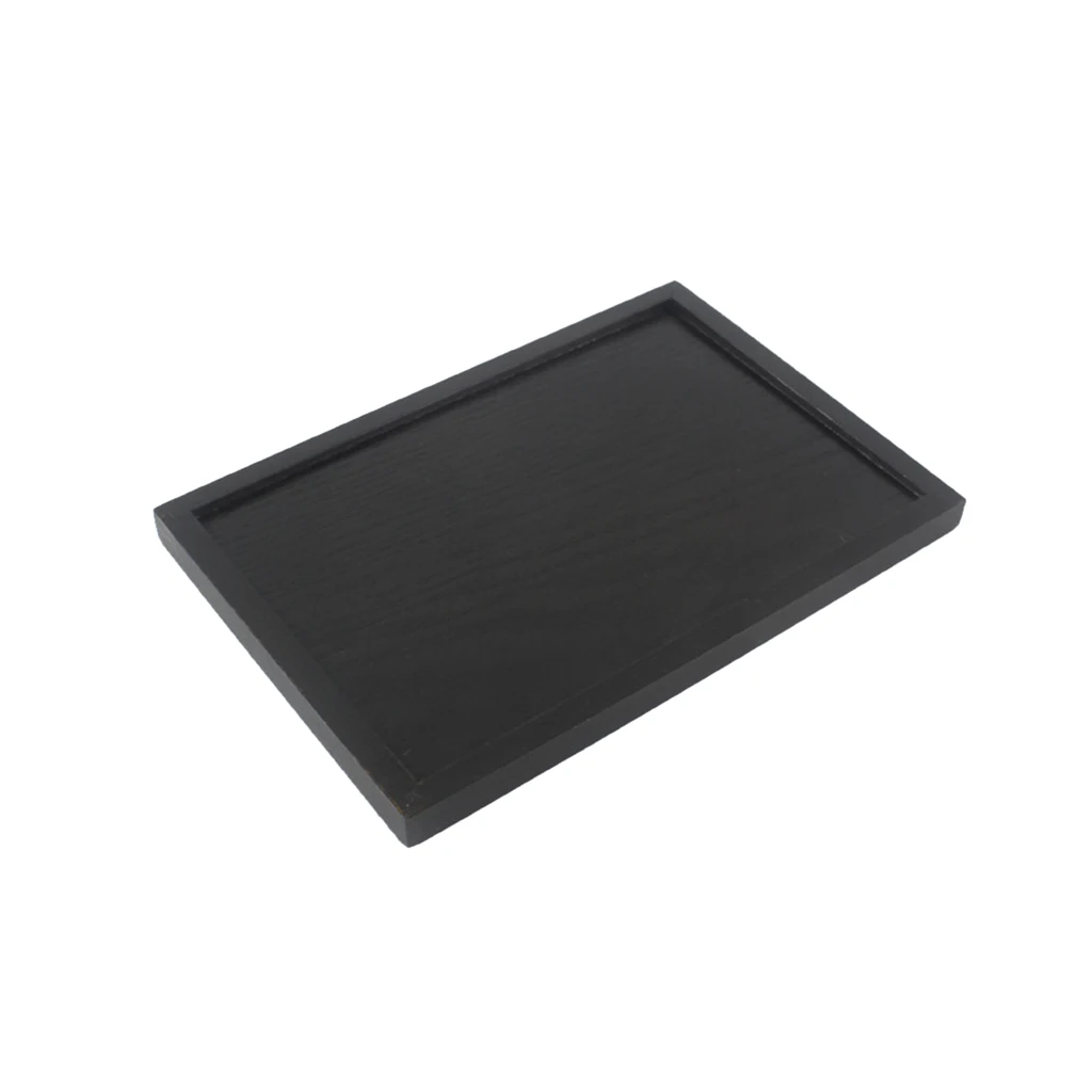Natural Wood Serving Tray SPA Tea Food Server Dishes Platter Black Plate-XS