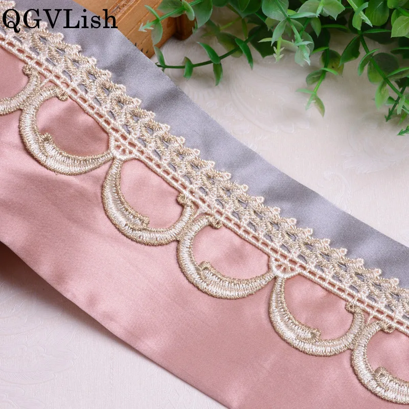 

QGVLish 12.5M/lot Embroidery Curtain Lace Ribbon Belt Lace Trims DIY Clothing Cushion Sofa Decor Handmade Curtain Accessory