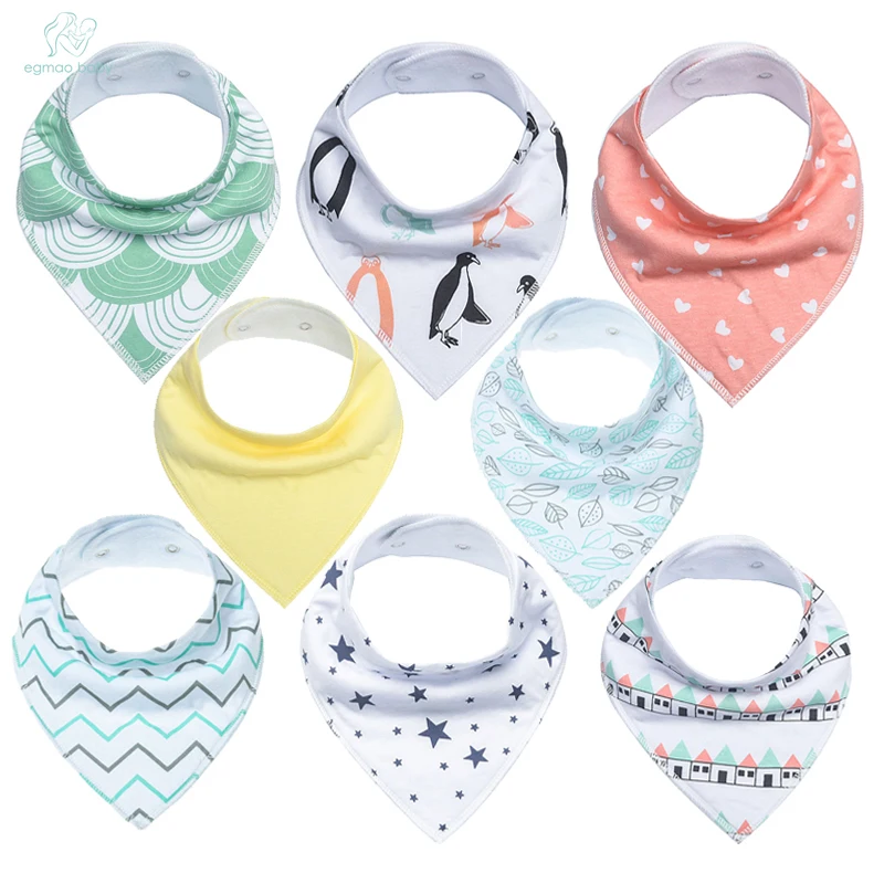 EGMAO 8pcs/lot Bandana Drool Bibs Cotton Drool Bib for Teething