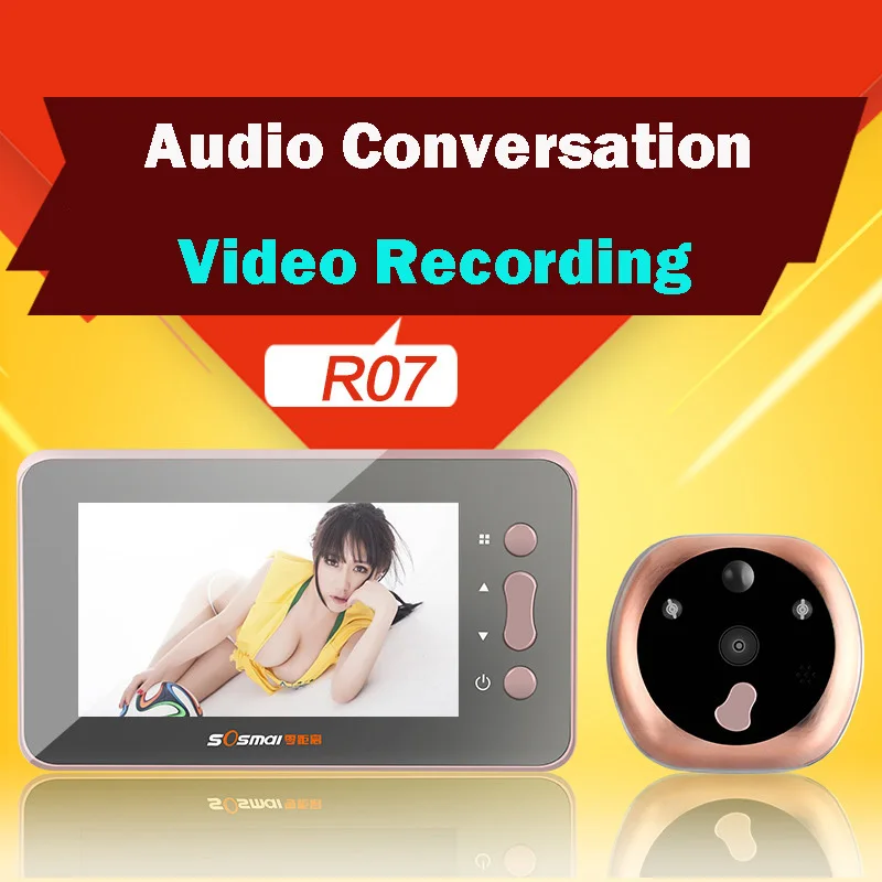 

4.3'' Audio Video Conversation Digital Door Camera Peepholes Viewer With Motion Sensor Recording 160 Wide-angle Doors Eye