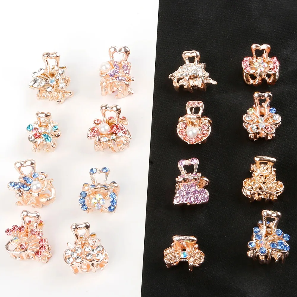 

1pc Crystal Rhinestone Flower Hair Claw Hairpins Ornaments butterfly clips Hairgrip for Kids Girl Hair Styling Accessories