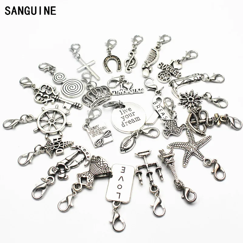 Wholesale Mix20pcs/lot Alloy family dangle charms lobster clasp hanging