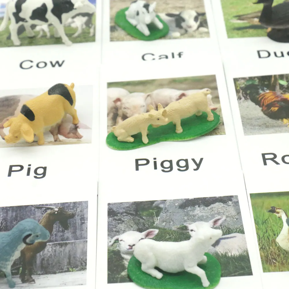 Montessori Language Material Words Learning Farm Animal Matching Educational Toys For 3 Year Olds Juguetes Montessori F2644H