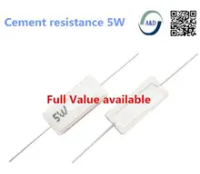 10pcs 5W 5% Cement Resistor Power Resistance 0.1 ~ 10K 0.1R 0.5R 1R 10R 100R 0.22 0.33 0.5 1 2 5 8 10 15 20 25 30 100 1K 10K ohm