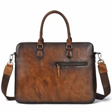 Ретро деловой портфель Компьютерная сумка верхний слой кожаная повседневная сумка европейские и американские мужские сумки