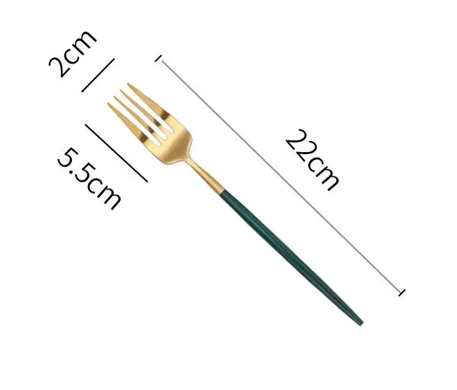 304 Нержавеющая сталь зеленое золото западные столовые приборы домашнего стейк Ножи вилка и ложка, столовые приборы суповая ложка, вилка для фруктов - Цвет: Fork
