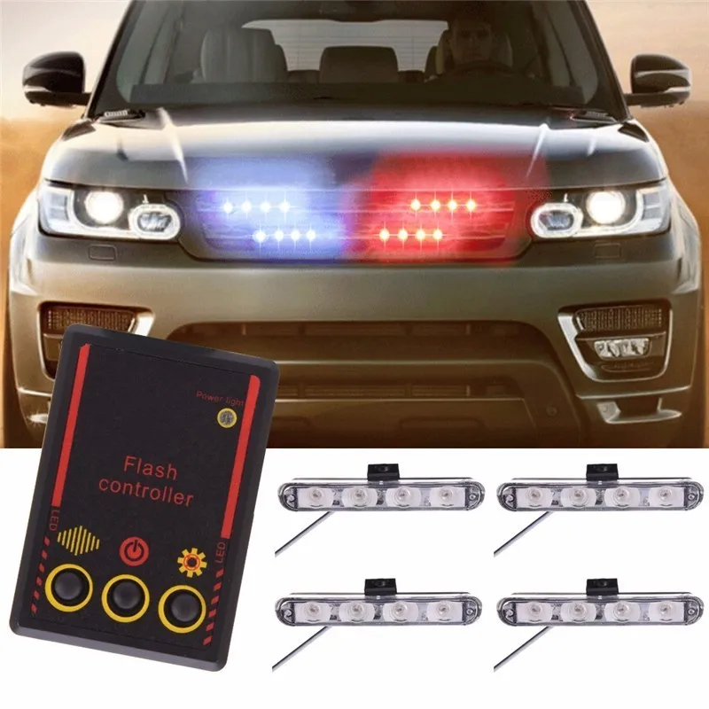 Оптовая продажа! 4x4 светодиодные фары 12V Строб Предупреждение полиции светильник
