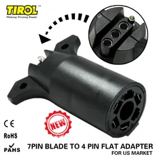 TIROL 7 Way Blade to 4 Way Pin Flat Trailer Wiring Adapter Trailer Light Plug Connector RV Boat T24507b