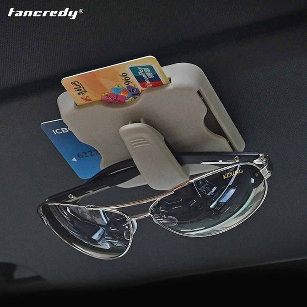 Car Sun Visor Sunshade Card Interior Multi-function Organizer Holder Clip Black