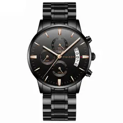 Кварцевые наручные часы Для мужчин Роскошные модные кварцевые часы Для мужчин Нержавеющая сталь водонепроницаемые часы с календарем часы