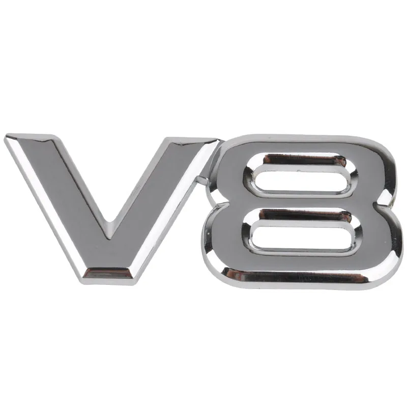

MAYITR High Quality Silver V8 Logo Badge Car Body 3D Metal Emblem Decal Sticker For Toyota BMW Car Exterior Decoration