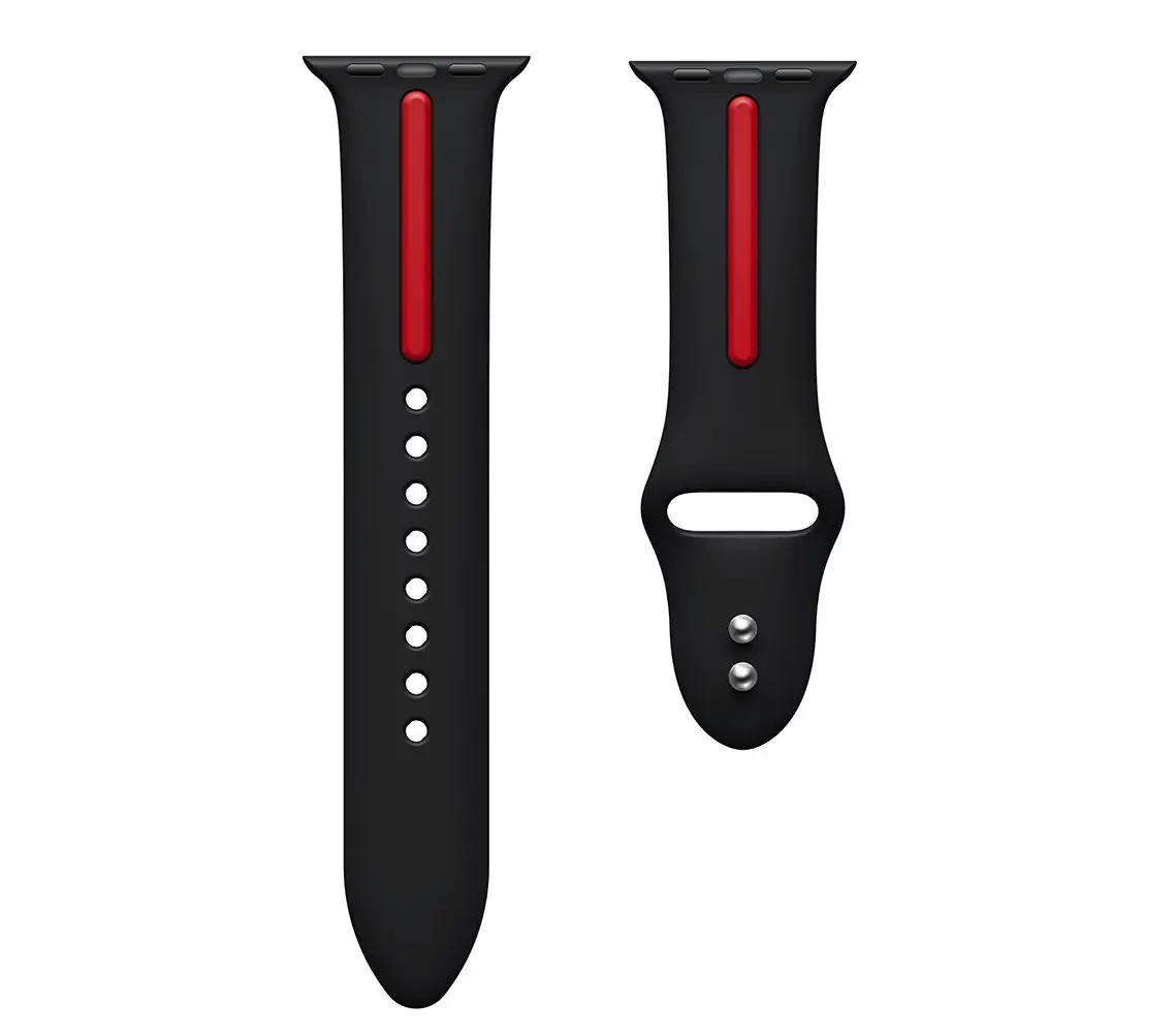 Мягкий силиконовый сменный спортивный ремешок для Apple Watch 38 мм 42 мм браслет на запястье для Apple Watch серии 5 4 3 ремешок 40 мм 44 мм - Цвет ремешка: black-red