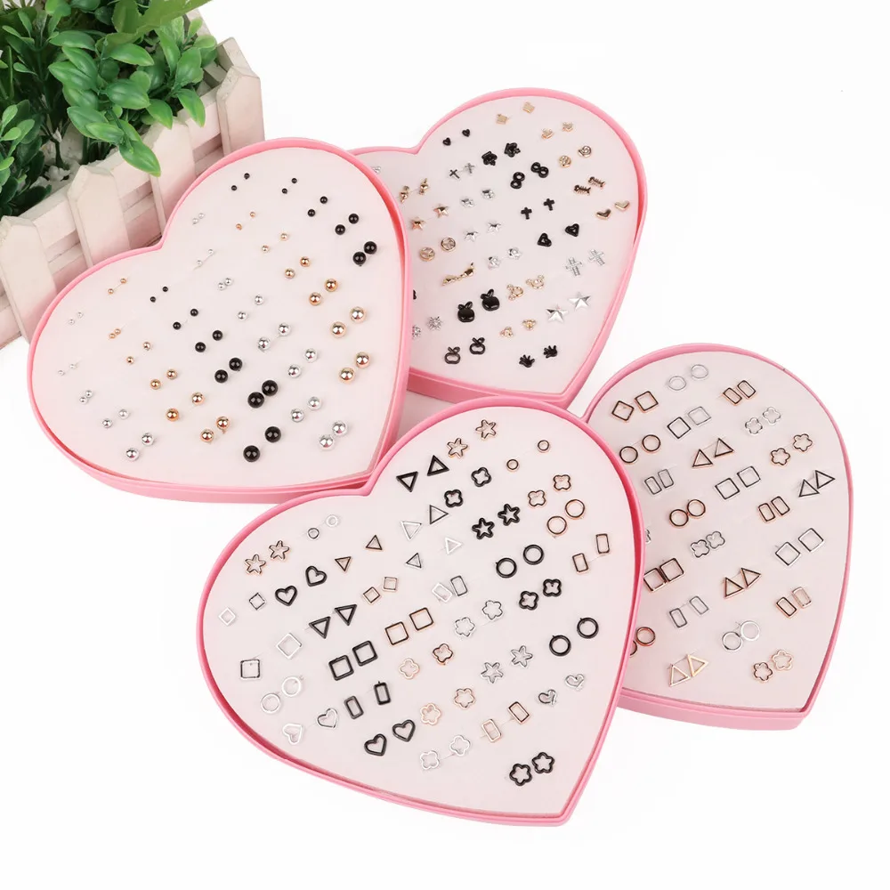 26Design 36Pairs/set Mix Mini Handmade Flower Clay Earring Stud Sets Fruit Earring Set For Child With Heart Box Earrings Jewelry - Image 5