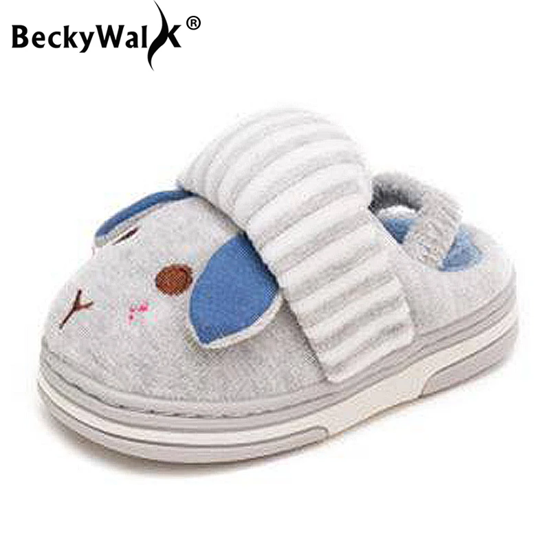 BeckyWalk/осенние детские тапочки домашние детская зимняя обувь с рисунком теплые