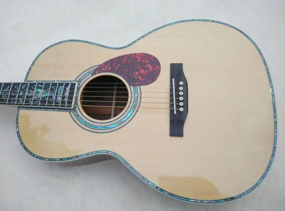 Natural 39 inch Real Abalone inlays 000 acoustic guitar,Ebony