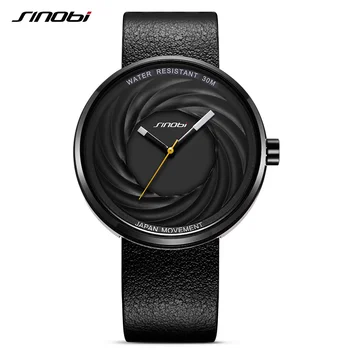 

SINOBI Brand Men Watches Unisex Fashion Genuine Leather Wristwatches Japan Quartz Clock Creative Sports Watches Reloj Hombre