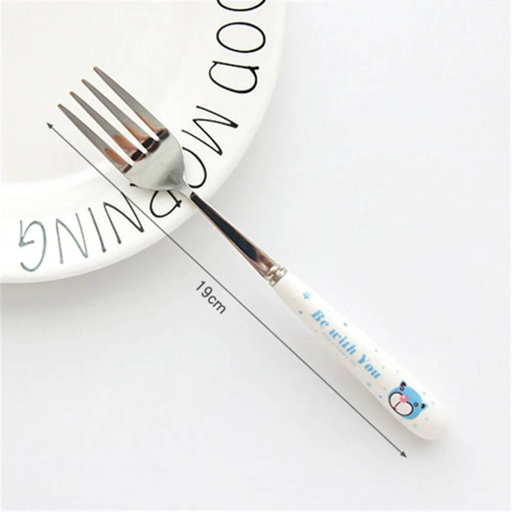 Stainless Steel Spoon Fork Cartoon Animal Printing Fruit Fork Party Cake Salad Vegetable Forks Children Dinnerware Cutlery