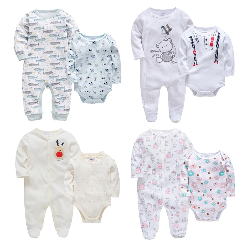 

2019 Summer Baby Girl roupa de bebe Newborn Kids Jumpsuit Cotton Long Sleeve 2PCS Pajamas 0-12 Months Romper Body Baby Clothes