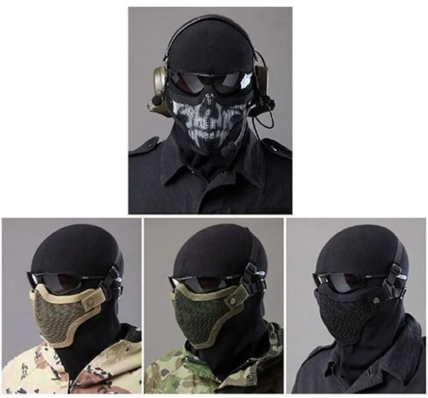 Тактический Удар Половина лица Стальная проволока маска Защитная Сталь Mesh маска CM01
