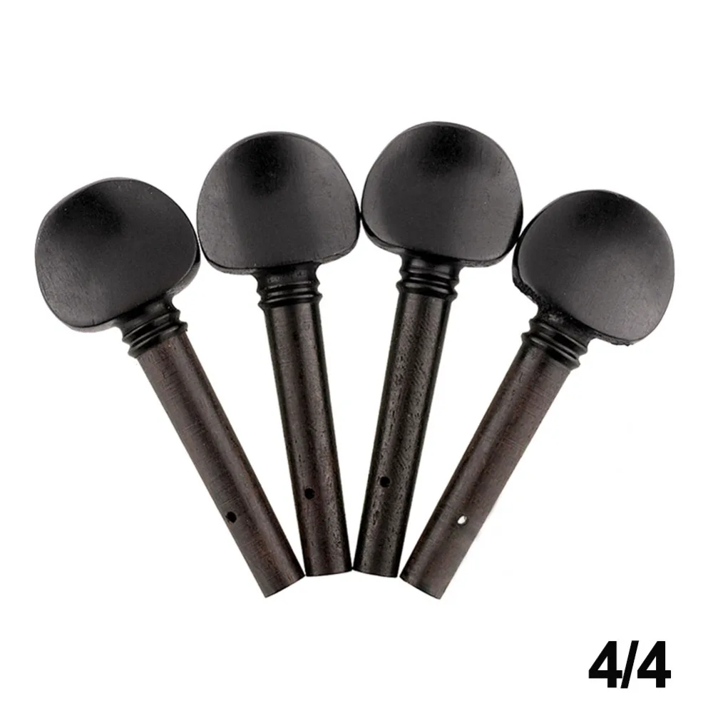 

4Pcs Violin Tuning Pegs Black Ebony 4/4 3/4 1/2 1/4 1/8 Violin Part Tuning Pegs Tuners Open Hole String Instrument Accessories