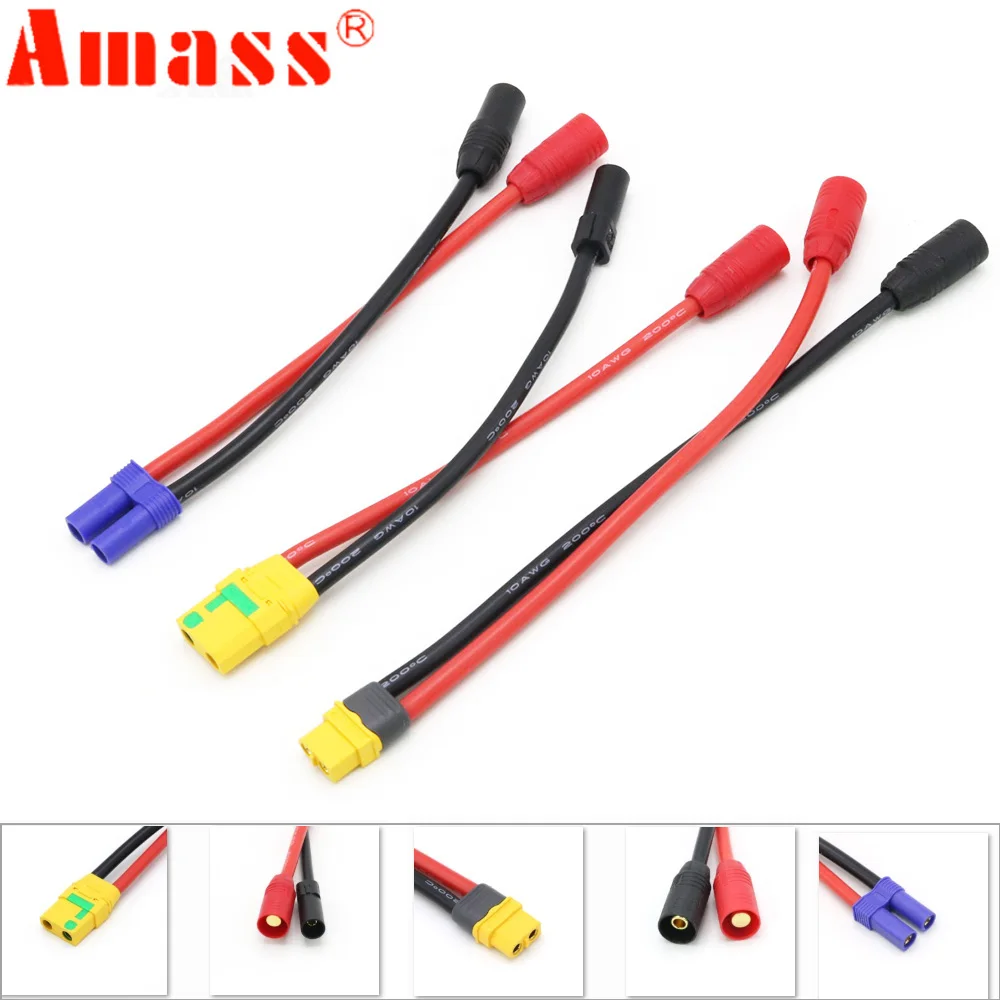 Переходник Amass EC5 /XT60 /XT90S Female to XT150 / AS150 Male/Female провод 10AWG 15 см для радиоуправляемых