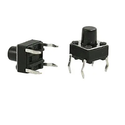 

100 x Black PCB Momentary Tactile Tact Push Button Switch 4 Leg DIP 6 x 6 x 7mm
