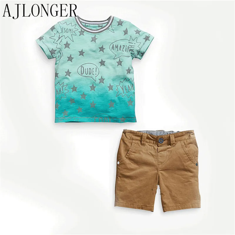 

Kids Hot Sell 2016 Brand Children Clothing Set Kids Shorts + T shirts 2pcs Boys Sport Suit For 2-7 Year