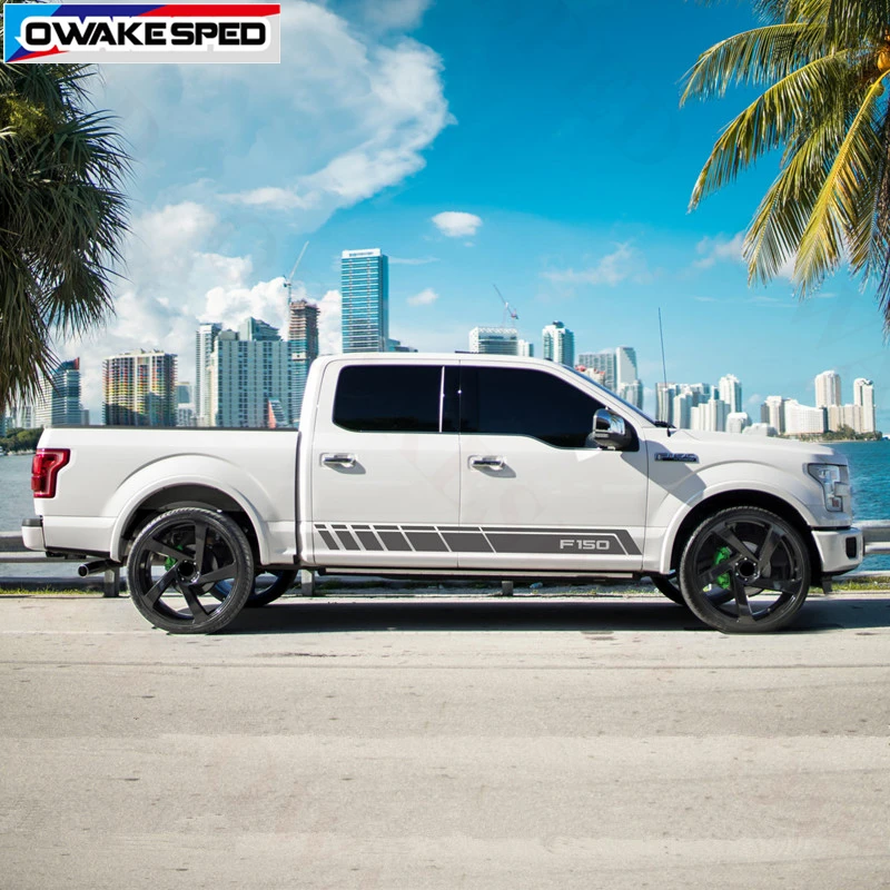 Sport Stripes Car Door Side Skirt Decals For Ford F-150 Tremor Raptor R 2014-2018 Auto Body Decor Stickers Racing Styling (1)