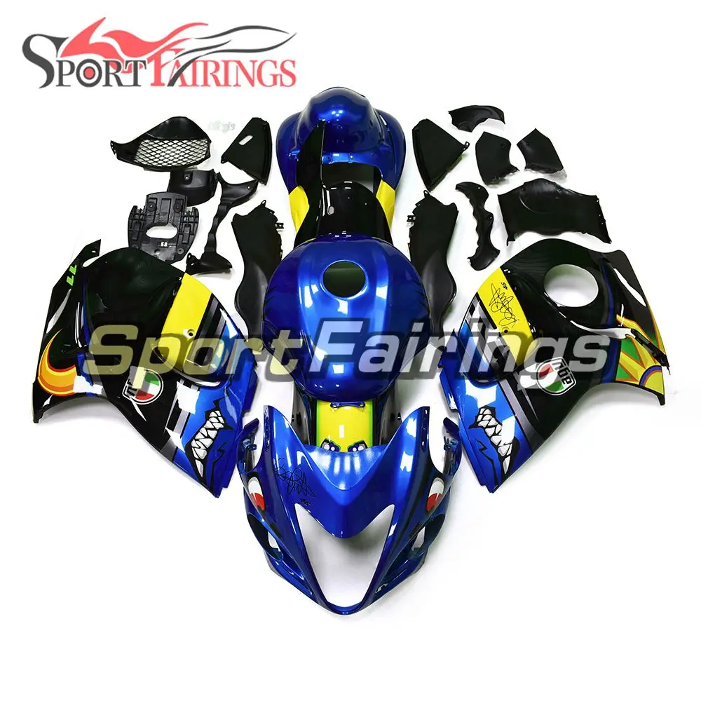 Синий желтый Акула Чехлы для Suzuki 2008 09 10 11 12 13 14 15 2016 GSXR1300 Hayabusa полный спортивный