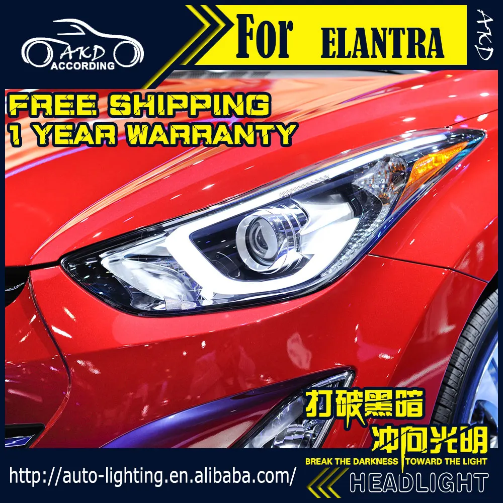 АКД стайлинга автомобилей фара для фары для автомобиля Hyundai Elantra 2011- светодиодный фар DRL D2H Hid галогенный сигнал поворота биксеноновые фары