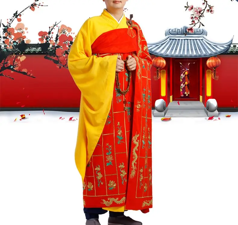 shaolin monk embroidered robe cassocks thousand Millennium Dragon suits buddha Buddhist lay zen clothing blessing uniforms | Спорт и