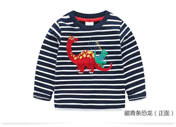 2018 Spring Autumn For 2-8 9 10 Years Children Cotton Striped Color Patchwork Cartoon Animal Baby Kids Boys Long Sleeve T-Shirts (44)