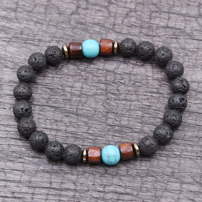 

2019 New Couple Jewelry Lava natural 8mm bangles Bracelet Men Wooden bead Jewelry Gift male Christmas