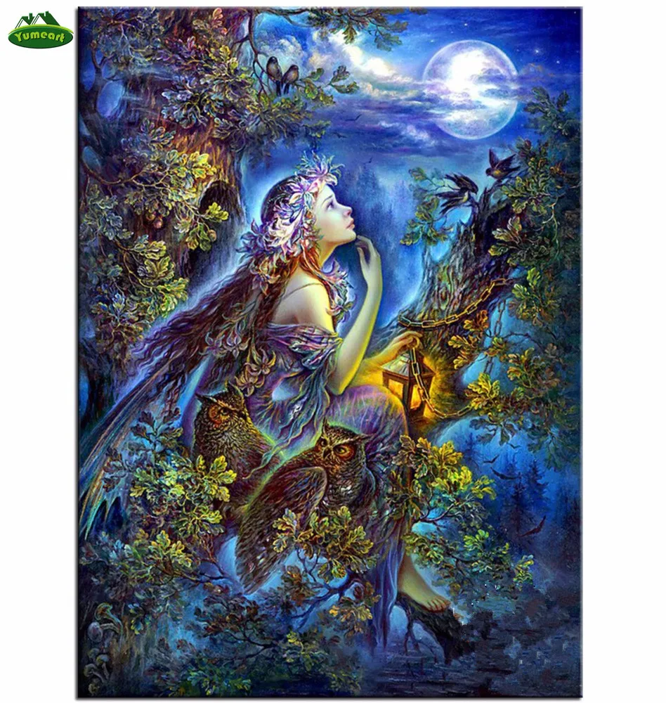 

Diamond Embroidery Kits DIY 5D Diamond Painting Angel Mosaic Pattern Picture Of Rhinestones Crystals Fantasy Forest Home Decor