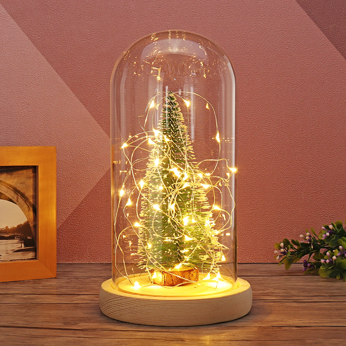 New Christmas Tree Glass Dome Bell Jar with Fairy LED String Light Christmas Party Holiday Lighting Home Decor New Christmas Tree Glass Dome Bell Jar with Fairy LED String Light Christmas Party Holiday Lighting Home Decor