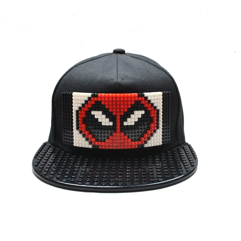 

Movie Deadpool 2 Baseball Cap Men Blocks DIY Patchwork Hat Snapback Hip Hop Hat for Women Detachable