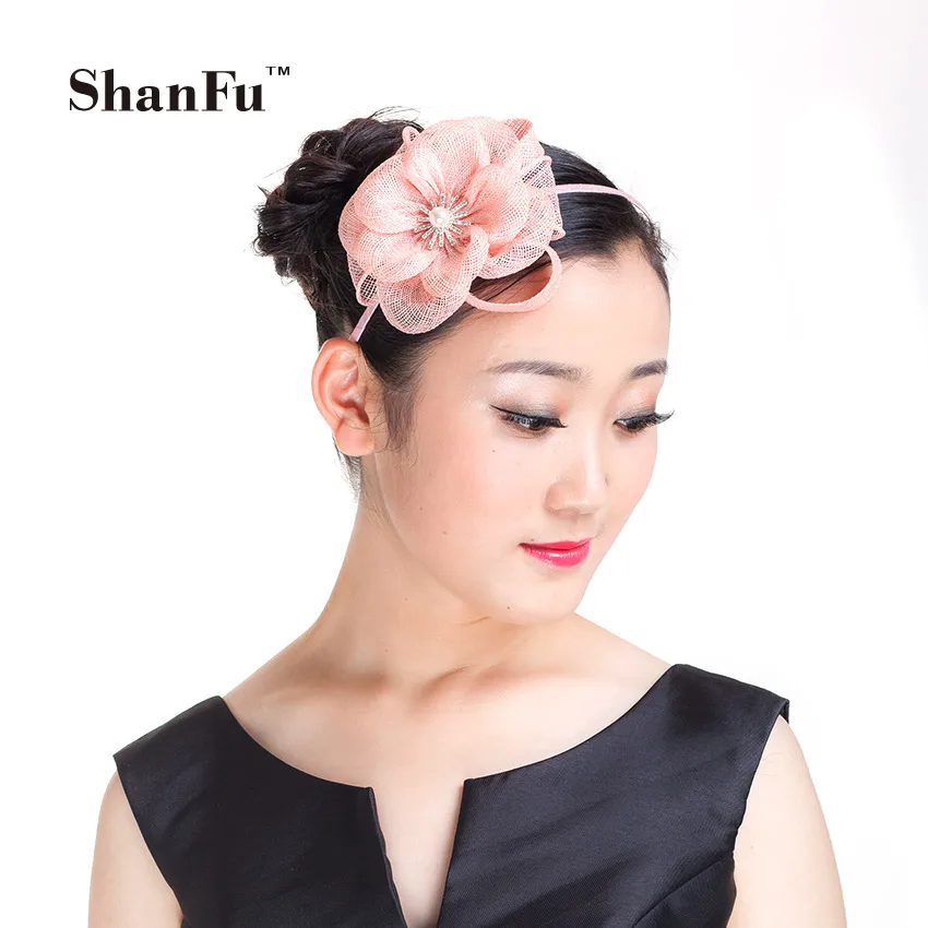 shanfu 2015 fashion women sinamay fascinator headband hair