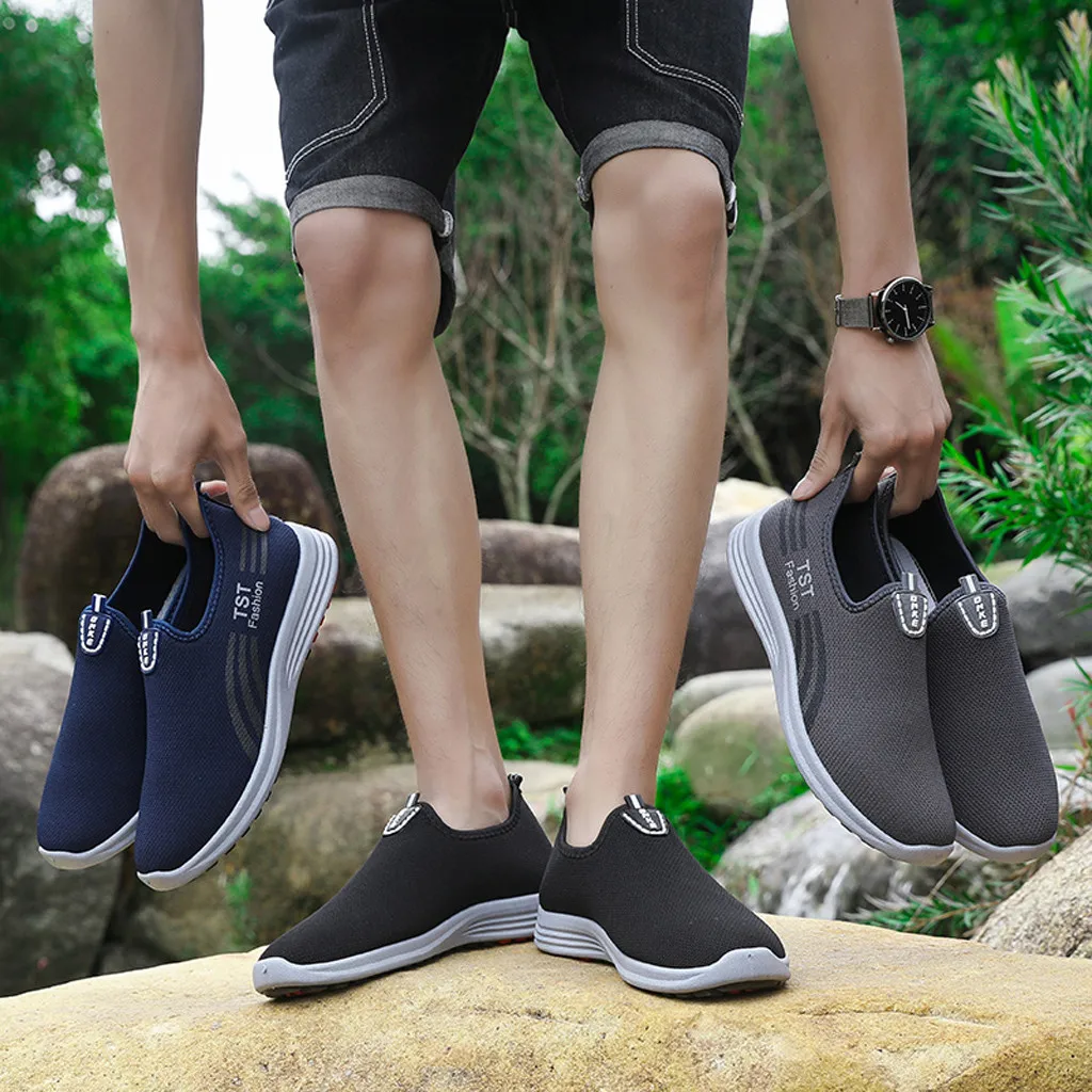 

2019 Summer breathable Men's Fashion Leisure slip-on Climbing Boot Running Sport Athletic Shoes Sneakers Men Casual walk Shoes