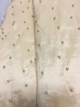 

2018 african george lace High quality french lace fabric with beads African lace fabric for nigerian Wedding Party dress