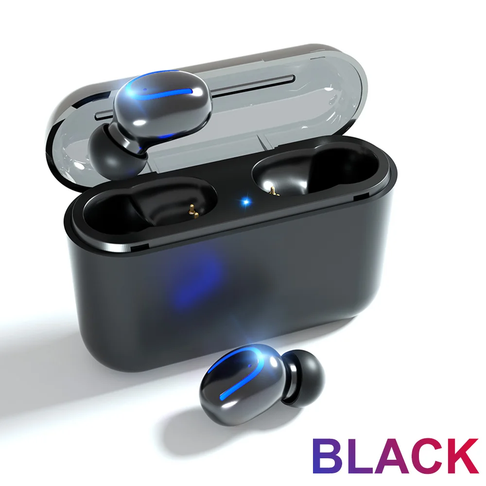 Беспроводные наушники FONKEN TWS с функцией внешнего аккумулятора, настоящие стерео Bluetooth наушники, спортивные наушники, зарядка для телефона - Цвет: Black TWS earphone