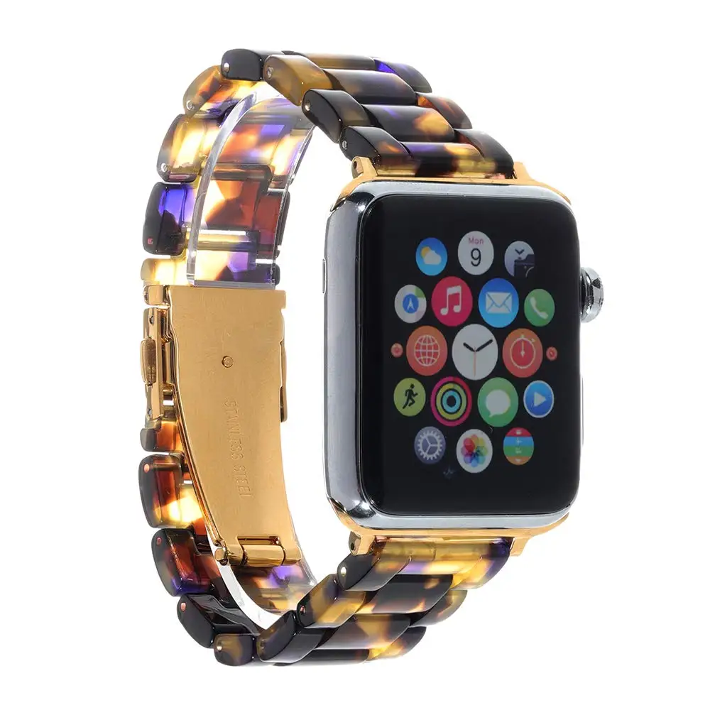 

Resin Lightweight Fashion Band Compatible with Apple Watch Band Series 4/3/2/1 with Ladies Men's Stainless Steel Buckle Strap
