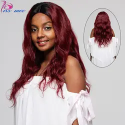 KISSMEE Ombre Синтетические волосы на кружеве парики для черный Для женщин парики с волнистыми волосами Синтетические волосы на кружеве