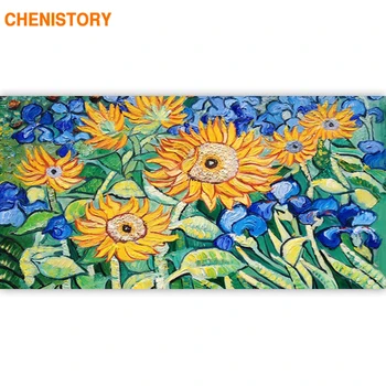 

CHENISTORY Frame Abstract Sunflower DIY Painting By Numbers Flowers Handpainted Oil Painting Wall Art Picture For Living Room