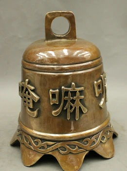 

wholesale factory Folk Tibet Bronze Copper Buddhism Om Mani Padme Hum Kwan-Yin Mantra Statue Bell