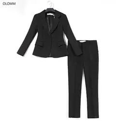 Комплект из двух предметов, черный комбинезон, Модный корейский костюм, куртка, узкие брюки, осень 2019, новая женская одежда